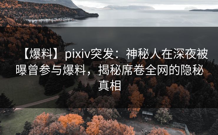 【爆料】pixiv突发：神秘人在深夜被曝曾参与爆料，揭秘席卷全网的隐秘真相
