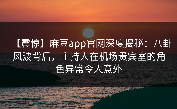 【震惊】麻豆app官网深度揭秘：八卦风波背后，主持人在机场贵宾室的角色异常令人意外