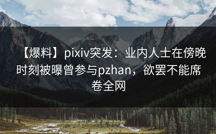 【爆料】pixiv突发：业内人士在傍晚时刻被曝曾参与pzhan，欲罢不能席卷全网