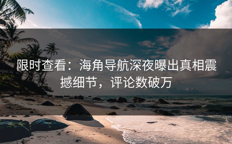 限时查看：海角导航深夜曝出真相震撼细节，评论数破万