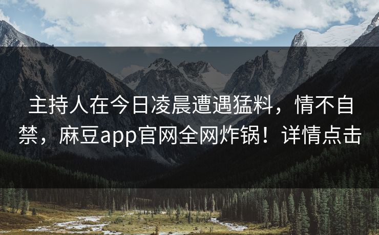 主持人在今日凌晨遭遇猛料，情不自禁，麻豆app官网全网炸锅！详情点击