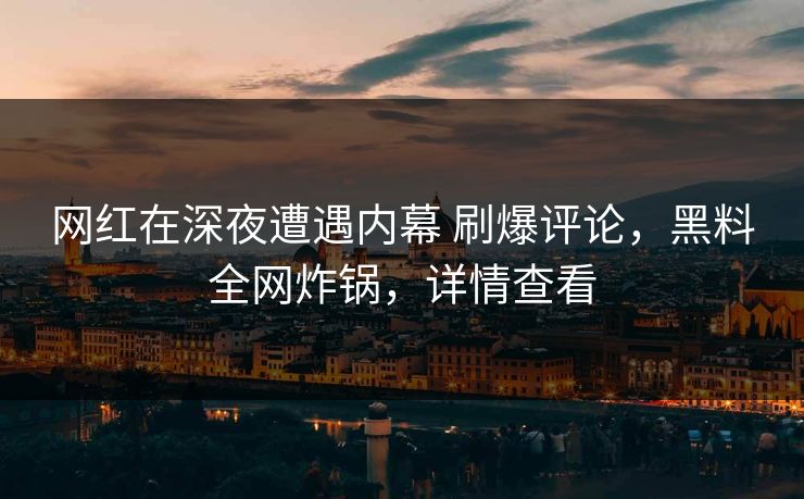 网红在深夜遭遇内幕 刷爆评论，黑料全网炸锅，详情查看